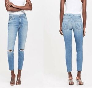 Mother High Waisted Looker Ankle Fray Wash is Thrilling Shots Size 27